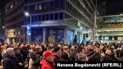 Protest ispred zgrade RTS-a, 26. januar 2024.