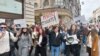 Protesters rally against the outcome of the elections in Belgrade on December 27.