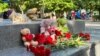 A makeshift memorial for the victims of the Sevastopol missile attack