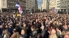 Opposition protesters rally in central Belgrade on December 30.