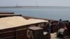 A barge carrying Ukrainian grain is moored for unloading at the Romanian port of Constanta. (file photo)