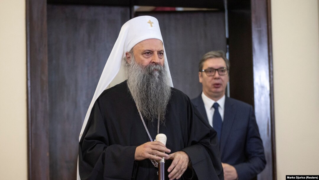 Patrijarh Srpske pravoslavne crkve Porfirije (levo) i predsednik Srbije Aleksandar Vučić, Beograd, 27. decembra 2022.
