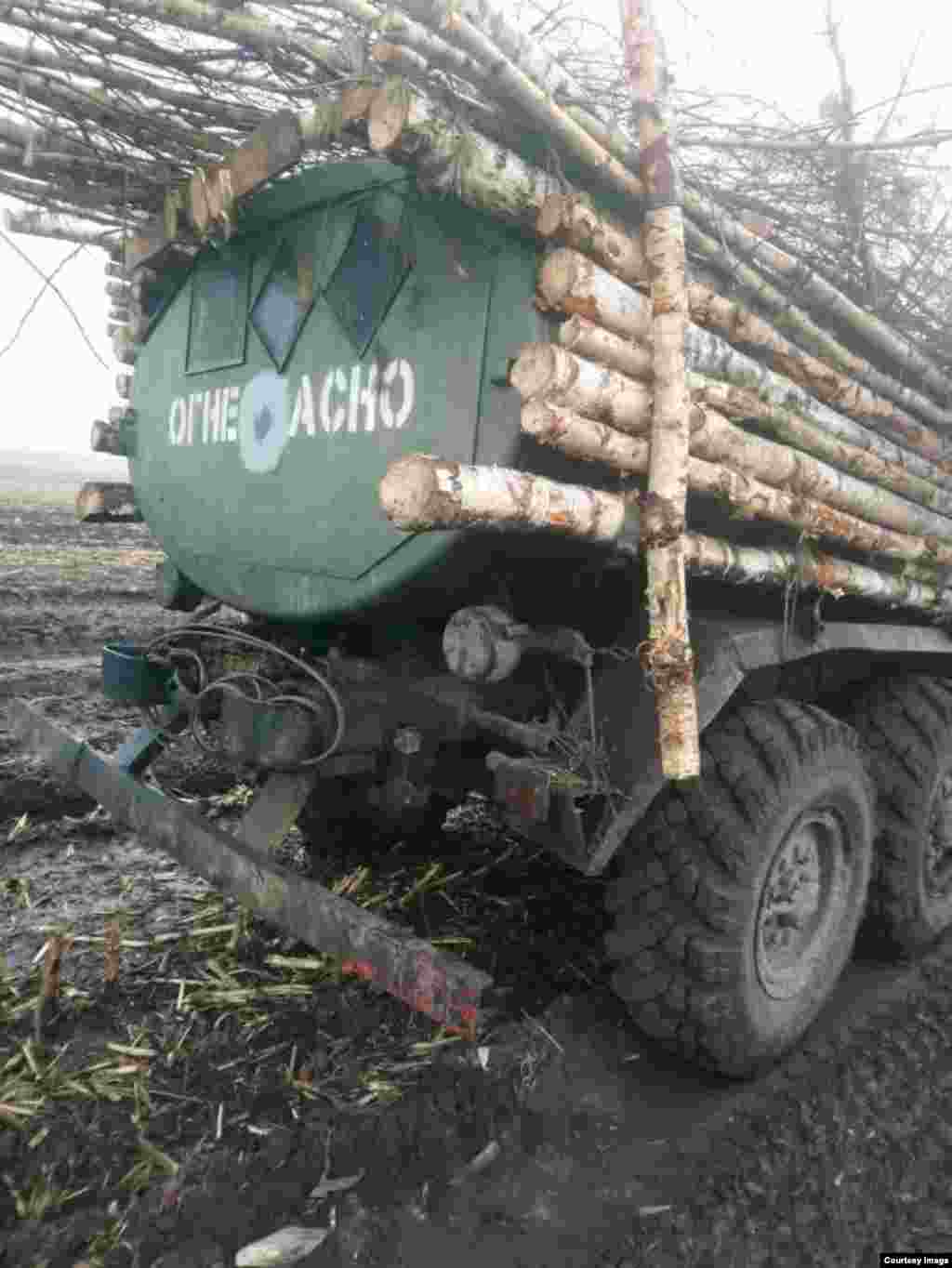 Other Russian fuel trucks were wrapped in birch trunks. It's unclear if this tanker was disguised to look like a timber-carrying vehicle – as Russian forces have been documented doing -- or if the wooden layer was designed solely as ballistic protection. The lengths of wood would have offered some protection against small arms and shrapnel fragments but added significant weight to the vehicle, making it more vulnerable to getting bogged down on muddy roads.