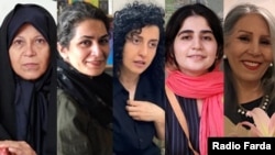 از راست: مهوش شهریاری، سپیده قلیان، نرگس محمدی، بهاره هدایت، فائزه هاشمی