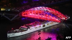 A scene from the opening ceremonies of the Paris 2024 Olympics on July 26.