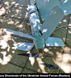 The tail section of a Lancet that was reportedly shot down above Ukraine’s Zaporizhzhya region in July 2022.