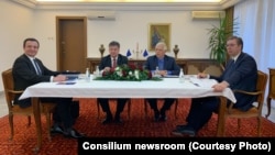  Kosovar Prime Minister Albin Kurti (left), EU special envoy Miroslav Lajcak (second left), EU foreign policy chief Josep Borrell (second right), and Serbian President Aleksandar Vucic attend talks at Lake Ohrid in North Macedonia in March 2023. 