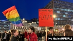  A protest against alleged police brutality against LGBT people in Belgrade on March 6.