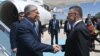 Turkish Vice President Fuat Oktay (right) greets Kazakh President Qasym-Zhomart Toqaev in Ankara on May 10.