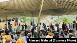 Residents of South Waziristan stage a sit-in protest against the alleged killing of two residents in the Makin area by security forces on April 27.