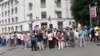 Moldovans protest outside the country's Supreme Court in Chisinau on June 25. 