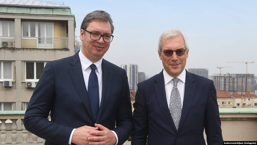 Predsednik Srbije Aleksandar Vučić i zamenik ministra spoljnih poslova Rusije Aleksandar Gruško u Beogradu, jun 2021.
