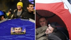 В знак протеста оппозиционеры не раз разбивали палатки на проспекте Руставели: слева – 17 ноября 2019 г., справа – июнь 2009 г.