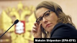 Presidential candidate Ksenia Sobchak attends a hearing at the Russian Supreme Court in Moscow on February 16.
