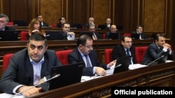 Armenia - Leaders of the Armenian Revolutionary Federation attend a parliament session in Yerevan, 5Feb2013.