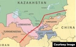 Merkezi Aziýa - Hytaý gaz geçirijisiniň kartasy