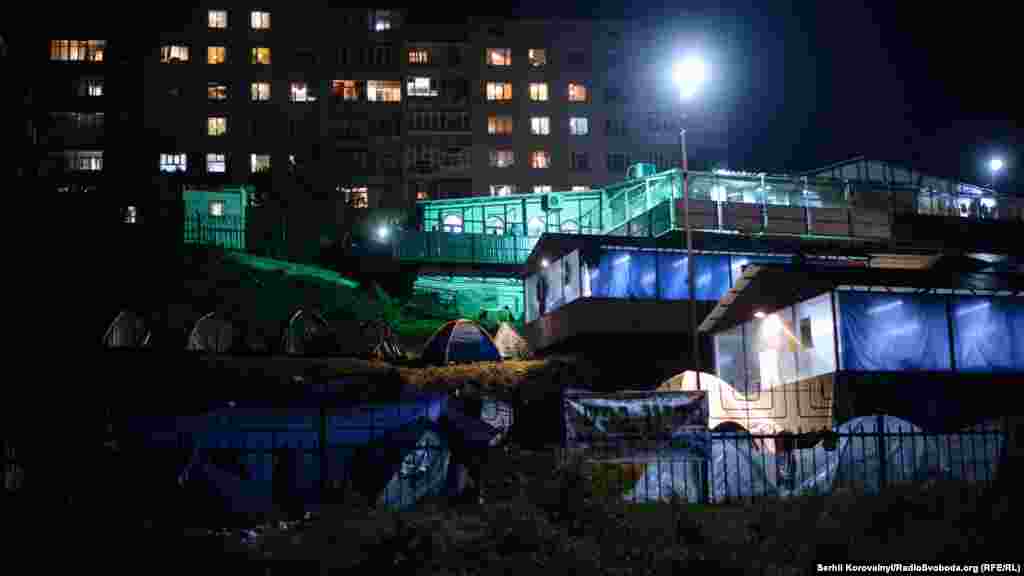 With the city's rental apartments full of pilgrims, some had to camp out in tents.