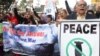 Pakistanis attend a peace rally in Lahore on February 2019 to protest against the escalating tensions between nuclear-armed rivals India and Pakistan.