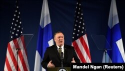 Secretarul de stat american Mike Pompeo la reuniunea de la Rovaniemi, în Finlanda, 6 mai 2019