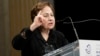 Shirin Ebadi speaks during an International Women's Day event in Paris in March 2024.