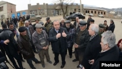 Armenia - Opposition presidential candidate Hrant Bagratian (C) campaigns in Tavush province, 25Jan2013.