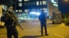 Kosovar police guard the hotel where the Israeli national soccer team is staying in Pristina.