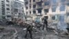 The aftermath of the Russian attack on the city of Dobropillya in the Donetsk region of Ukraine on March 8.