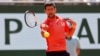 Novak Djokovic plays in the first round of the French Open tennis tournament in Paris on May 29.